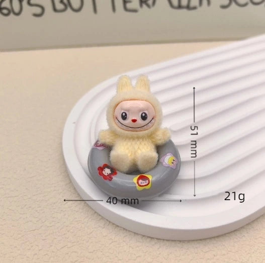 Labubu Flocked Mini Figurine Cute Collectible Desk & Car Decoration Toy
