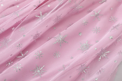 Girls Winter Princess Hooded Cape – Sparkly Snowflake Cloak Coat for Dress Up & Parties