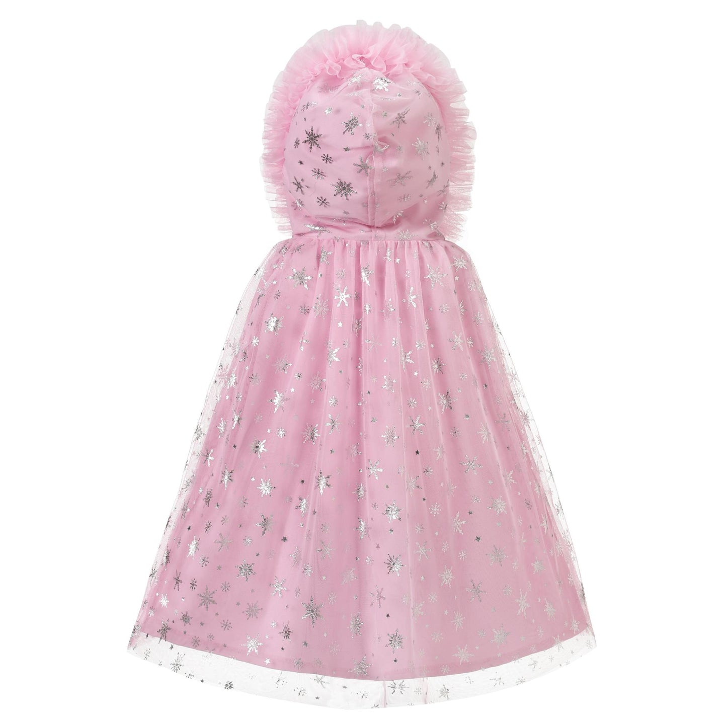 Girls Winter Princess Hooded Cape – Sparkly Snowflake Cloak Coat for Dress Up & Parties