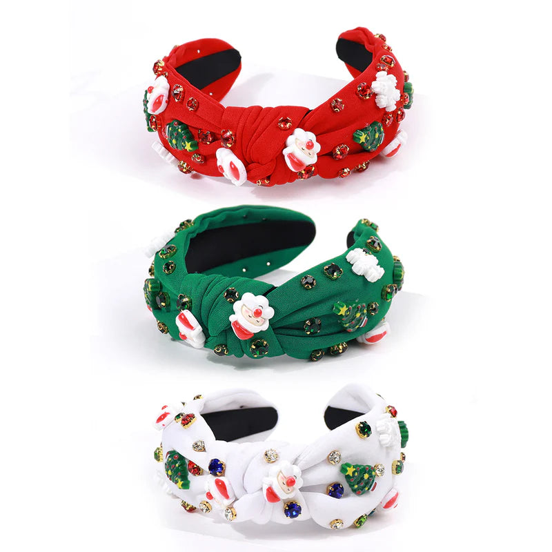 Girls Christmas Tree Santa Pearl Rhinestone Fashion Headwear