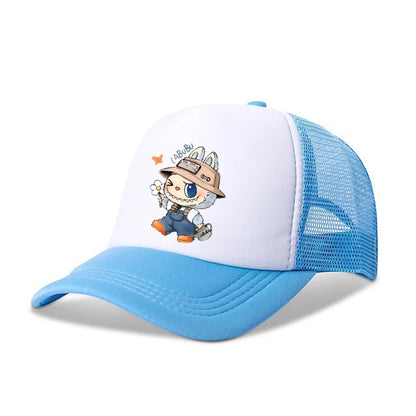 Boys Labubu Printed Baseball Cap Trucker Hat with Mesh Back