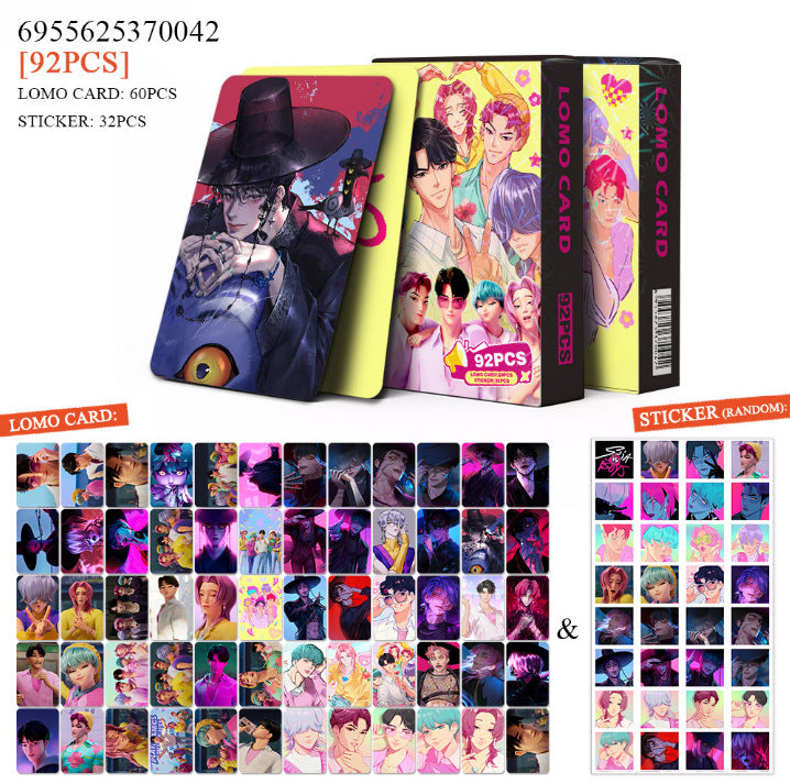Kpop Demon Hunters Holographic Photocard Set Double-Sided LOMO Cards Mini Stickers & Collectible Flash Cards