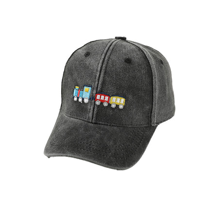 Toddler Train Embroidery Baseball Cap Soft Cotton 6 Colors