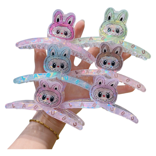 Wholesale Pack Plastic Labubu Mermaid Color Cartoon Hair Claw Clip Cute Shark Clip Accessory