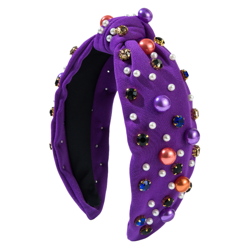 Halloween Fall Pumpkin Corn Candy Headband Seed Beads Rhinestones Pearl Knot