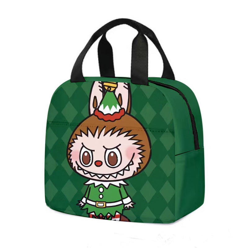 Labubu Christmas 2025 Cartoon Lunch Bag Insulated Bento Box Tote for Kids Adult