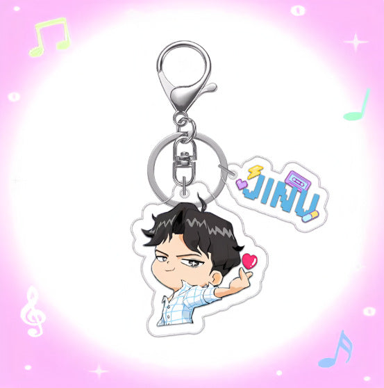 Kpop Demon Hunters Anime Keychain Set 2PCS Acrylic Girl Group Pendants for Bags & Backpacks