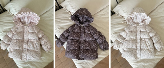 Winter Girls’ Floral Hooded Coat Thick Fleece-Lined Warm Jacket 3 Colors