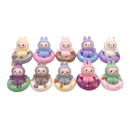 Labubu Flocked Mini Figurine Cute Collectible Desk & Car Decoration Toy