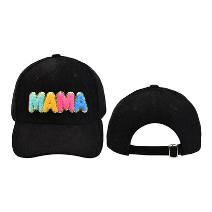 Lady Embroidery Corduroy MAMA Chenille Patches Baseball Cap