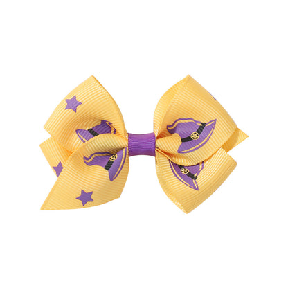 Halloween Fall Pumpkin Face Ghost Corn Spider Hair Clips Bow Hairpins Girls