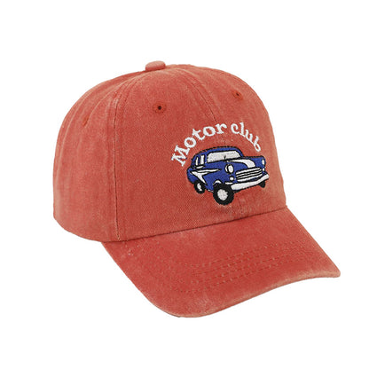 Kids Boy's Motor Embroidery Solid Color Baseball Cap