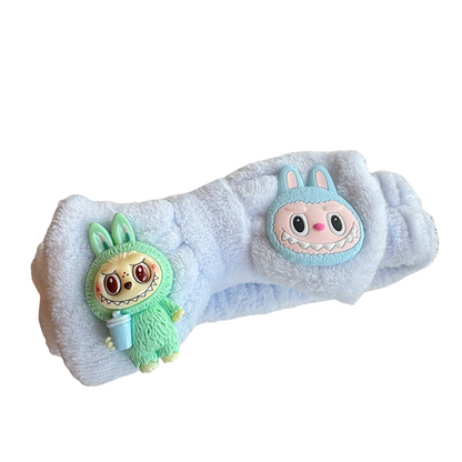 Labubu Plush Hair Turban with Cute Cartoon Bunny Design