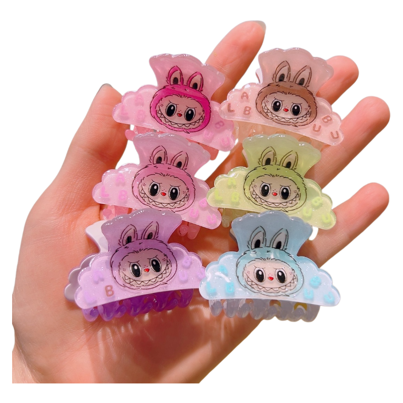 Wholesale Pack Plastic Labubu Small Cartoon Hair Claw Clip Cute Shark Clip Accessory