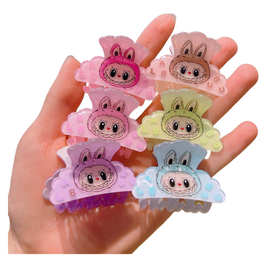Wholesale Pack Plastic Labubu Small Cartoon Hair Claw Clip Cute Shark Clip Accessory