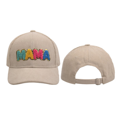 Lady Embroidery Corduroy MAMA Chenille Patches Baseball Cap