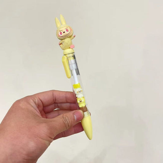 Silicone Yoga Labubu Decorative Ballpoint Pens Multi-Color Options Stationery for School & Office