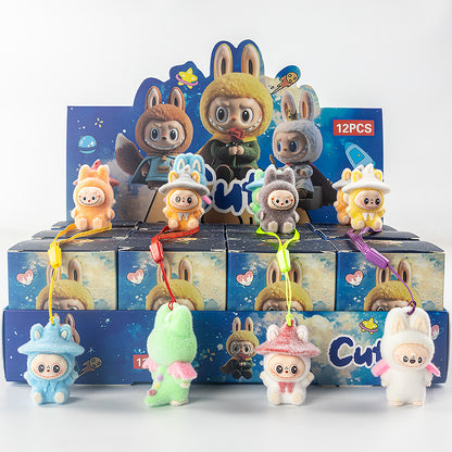 Labubu Flocked Vinyl Figure Collectible Toy Blind Box Surprise Trendy Desk Decor 12Pcs