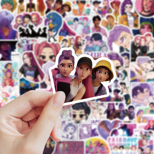 KPOP Huntrix Demon Hunter Girl & Gasha Boy Group Stickers Cartoon Character Decals DIY Scrapbooking Craft Supplies 74pcs