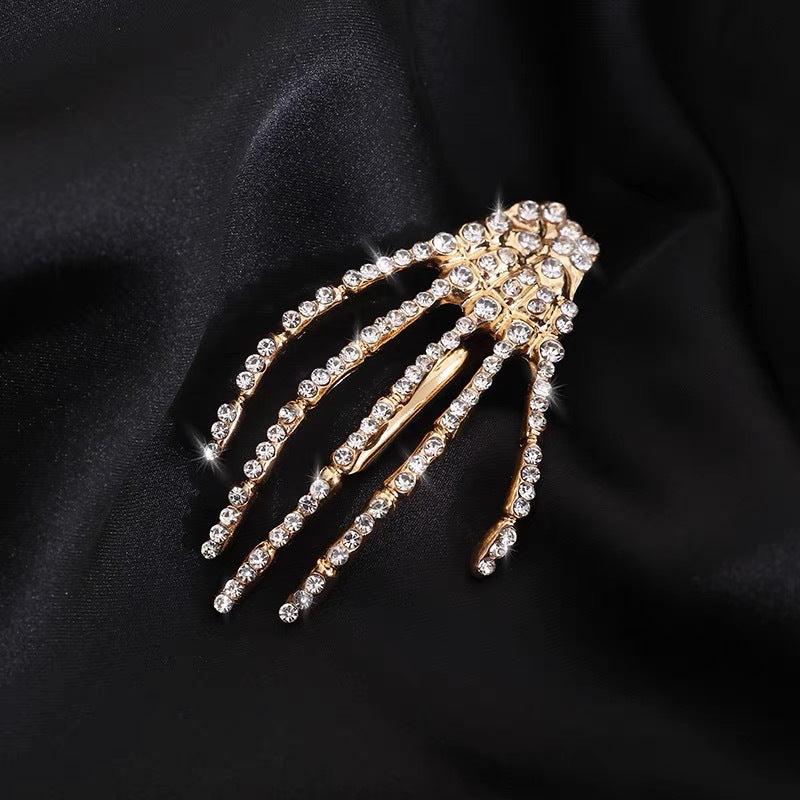 Girls Alloy Skeleton Claw Hair Clip Halloween Side Hairpin for Women
