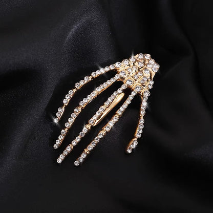 Girls Alloy Skeleton Claw Hair Clip Halloween Side Hairpin for Women