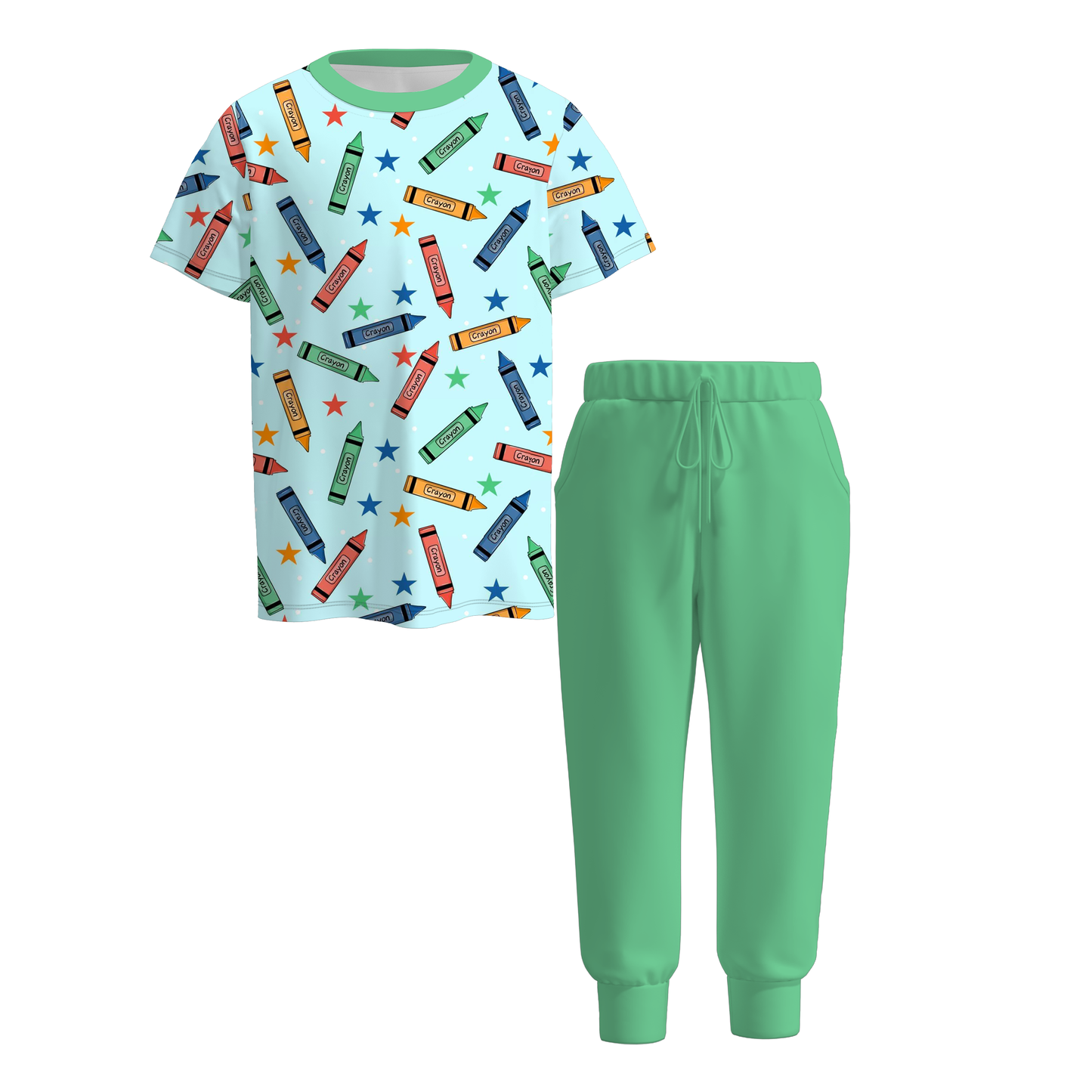 Boys Back To School Pencil ABC Apple Print Outfit Set