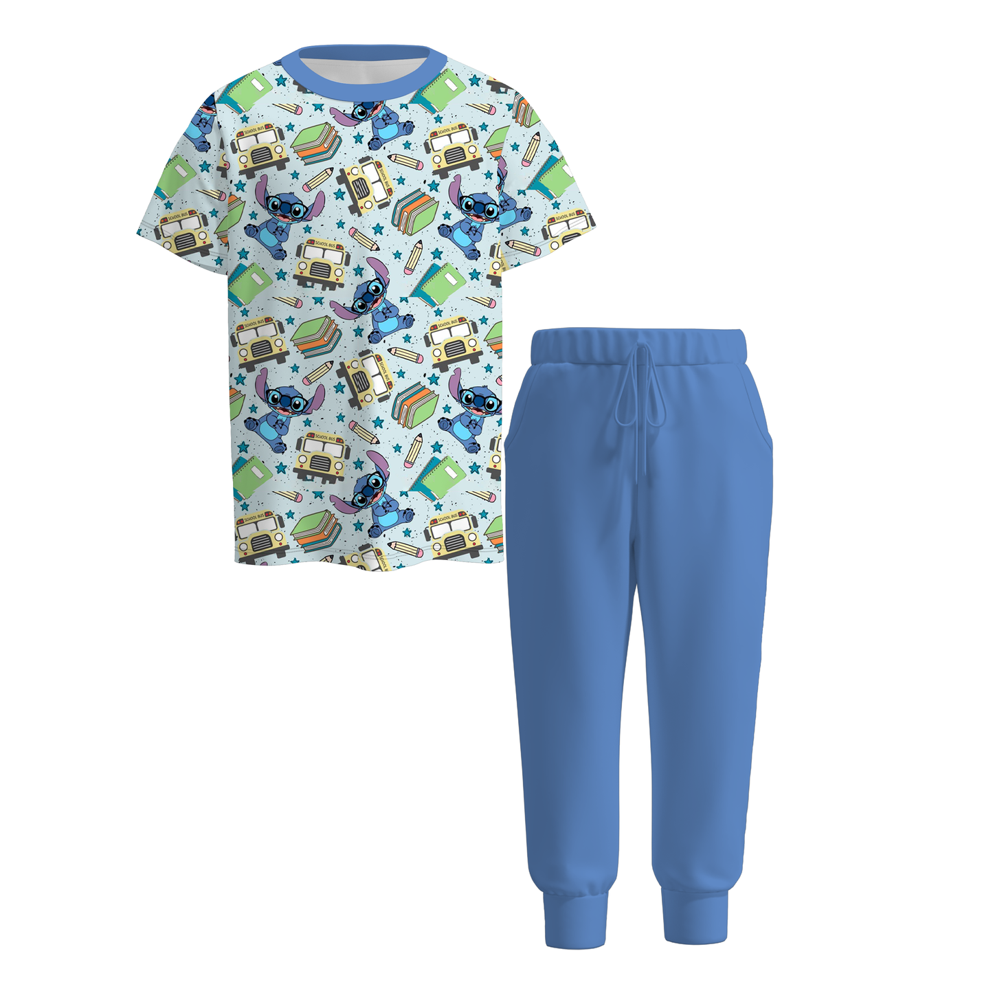 Boys Back To School Pencil ABC Apple Print Outfit Set