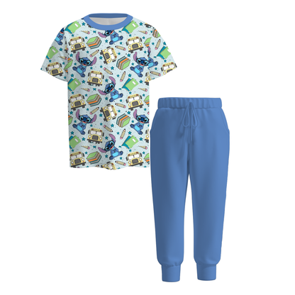 Boys Back To School Pencil ABC Apple Print Outfit Set