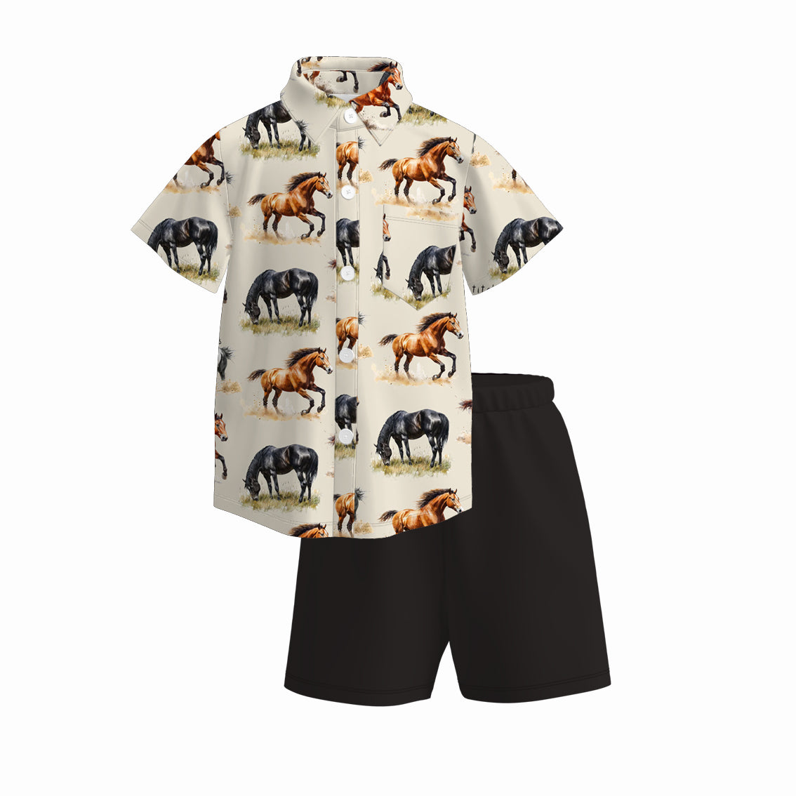 Boys Summer Animal Truck Polo Shirt Short Set