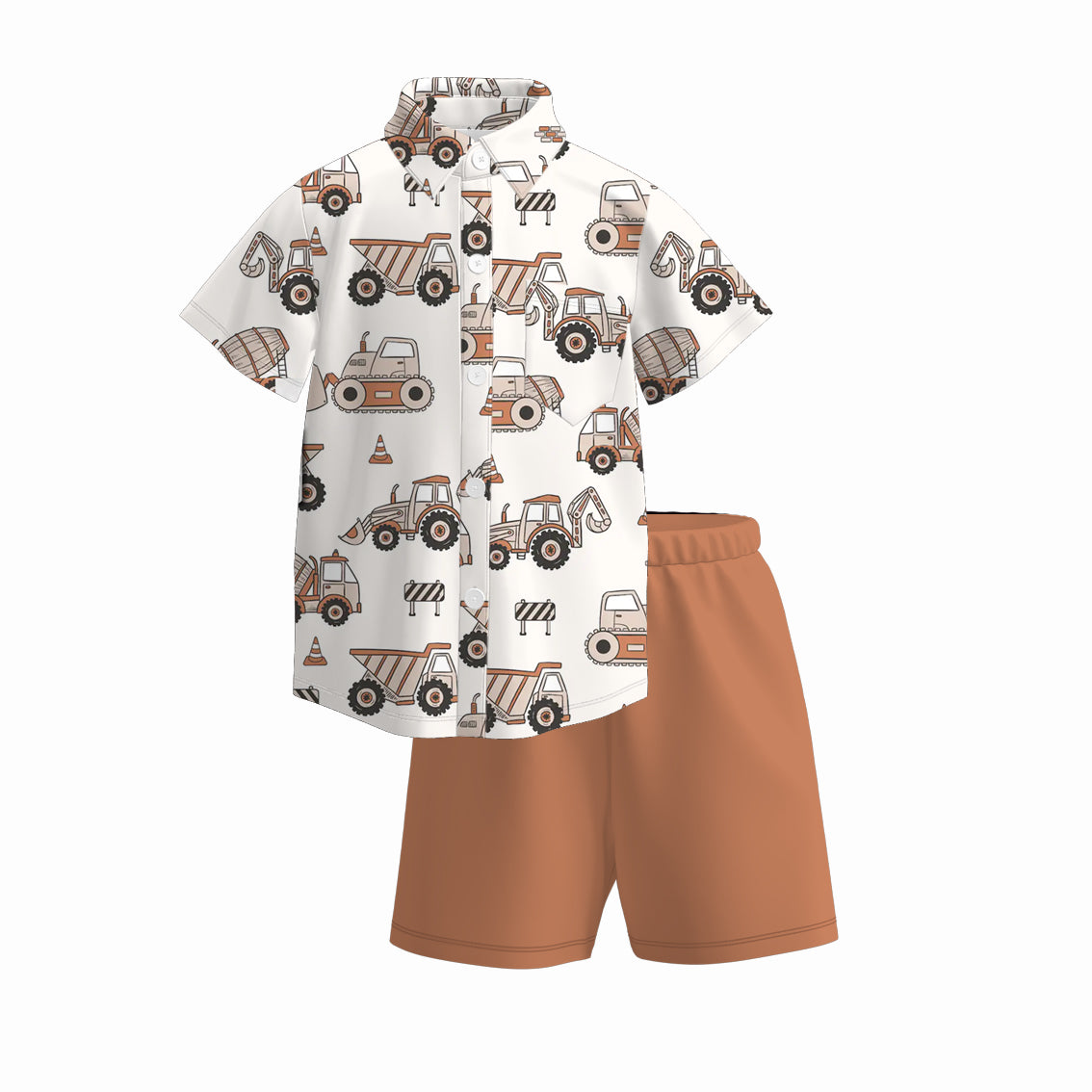 Boys Summer Animal Truck Polo Shirt Short Set
