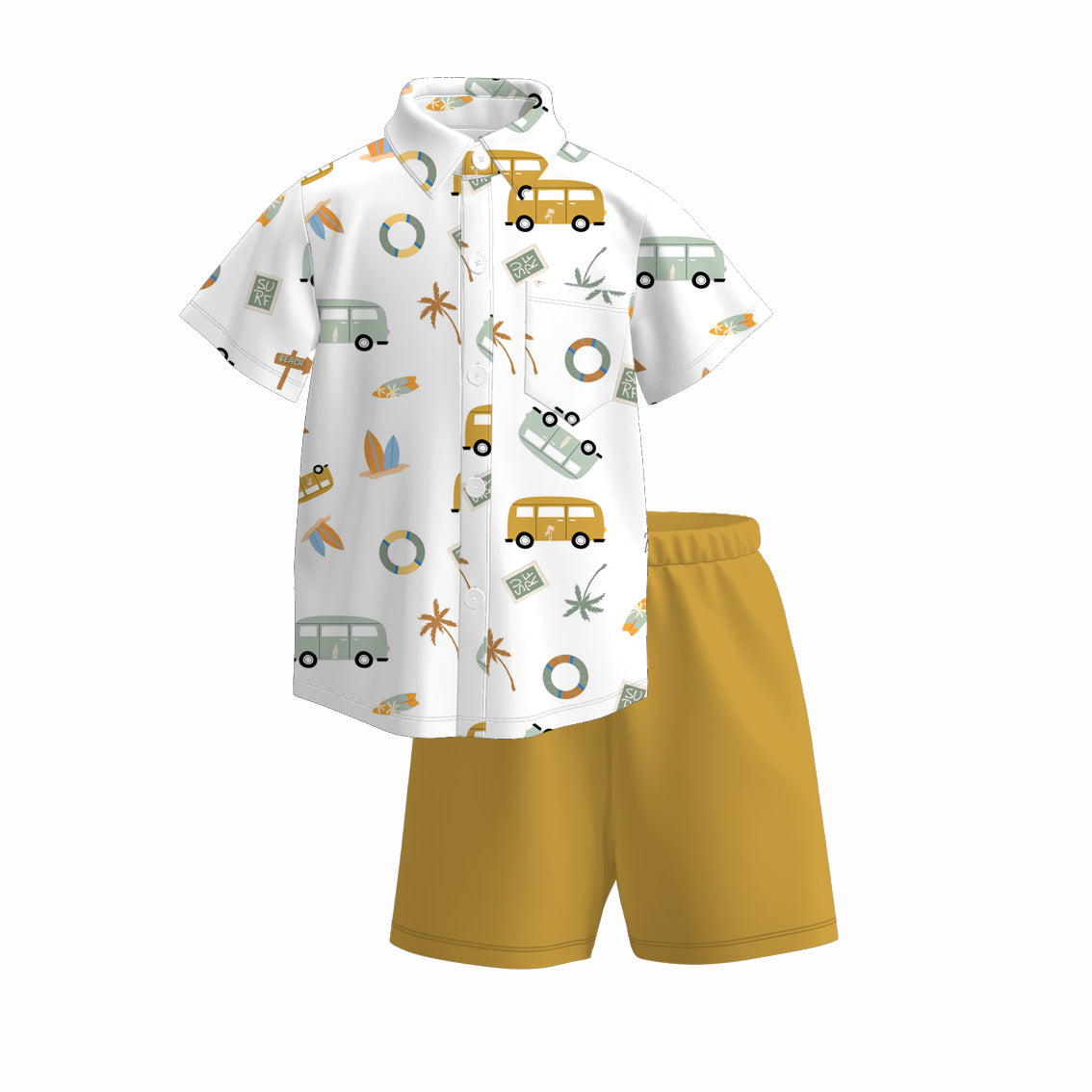 Boys Summer Sea Crab Bus Polo Shirt Short Set