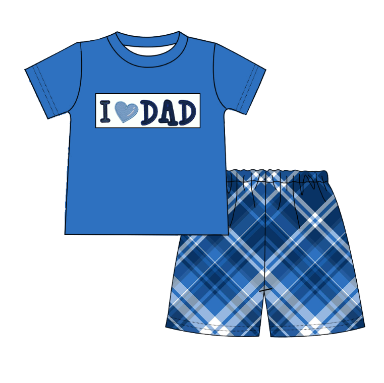 Girls Summer Sibling Kids "I LOVE DAD" Smocked Clothes
