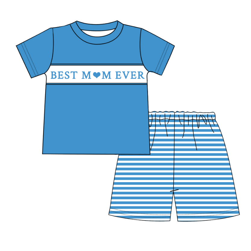 Girls Summer Sibling Kids "BEST MAMA EVER" Smocked Clothes
