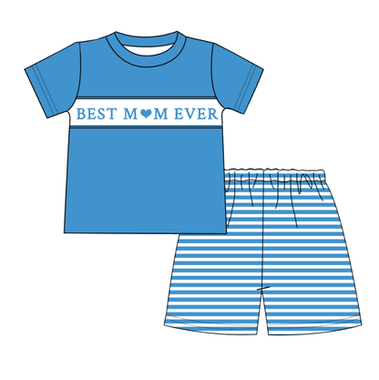 Girls Summer Sibling Kids "BEST MAMA EVER" Smocked Clothes