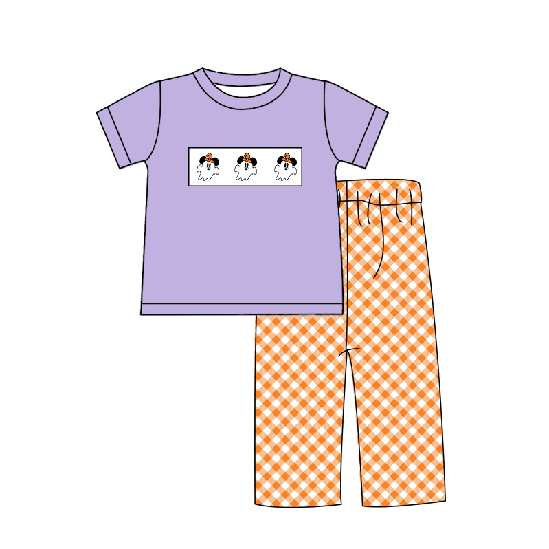 Halloween Kids Outfit Collection – Embroidered Ghost & Pumpkin Design