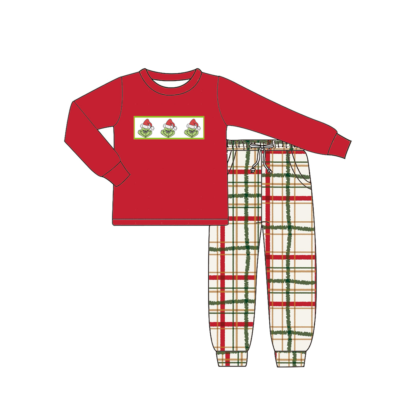 New Christmas Kids Clothing Collection – Festive Grinch Embroidery