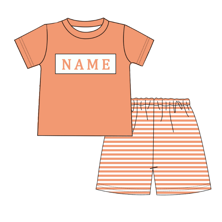 Kids Fall Custom Name Embroidery Orange Floral Sibling Clothes