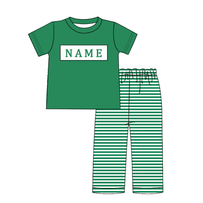 Kids Halloween CUSTOM NAME Embroidery Green Pumpkin Sibling Clothes