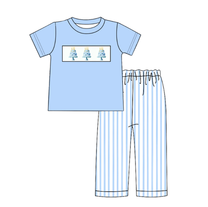 Birthday Kids Cake Smocked Embroidered Summer Outfit Set