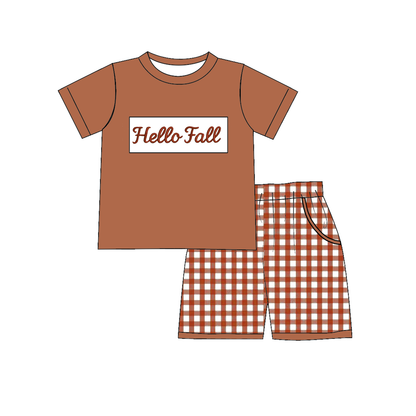 Hello Fall Sibling Outfit Set – Embroidered Smocked Autumn Collection