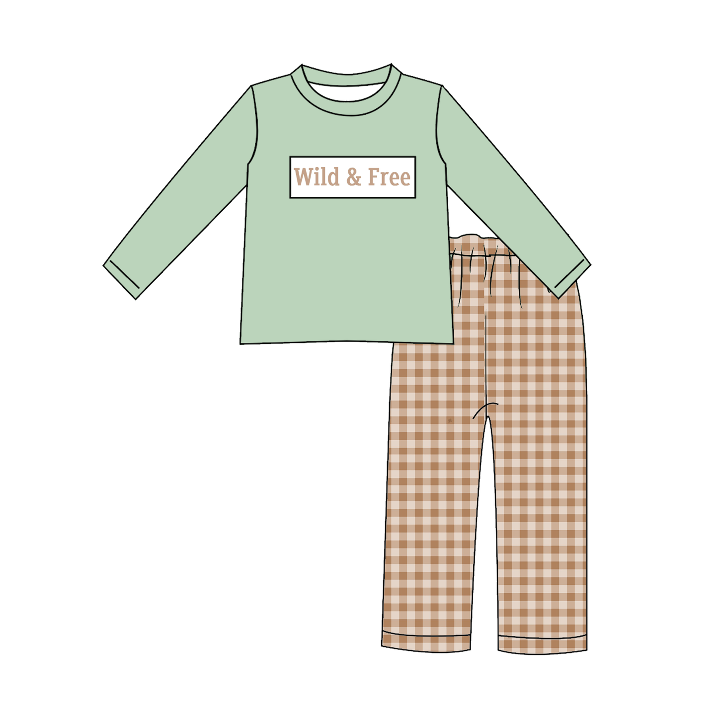 Sibling Kids Fall Farm WILD FREE Smocked Embroidery Outfits