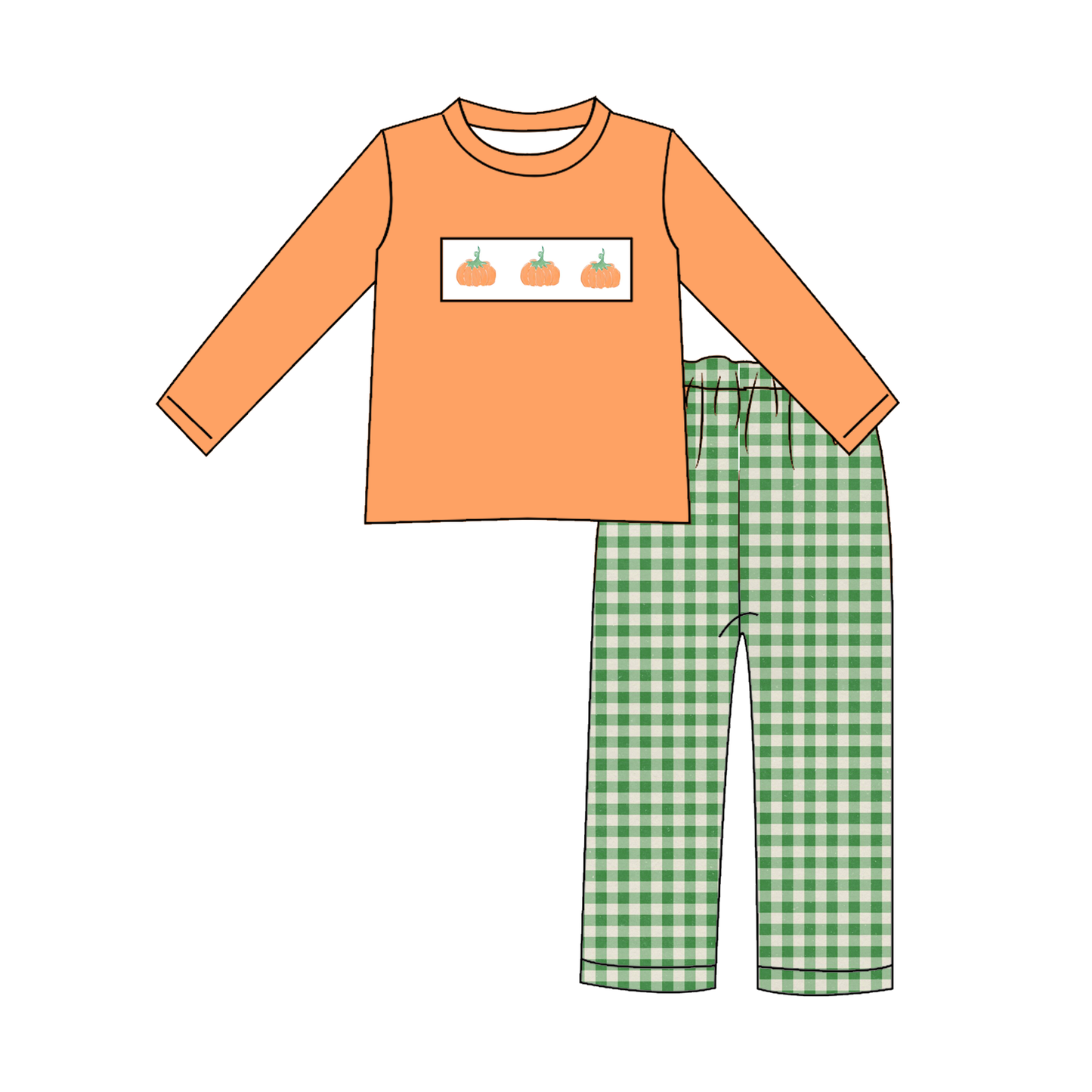 Sibling Kids Halloween Thanksgving SWEET PUMPKIN Embroidery Outfits