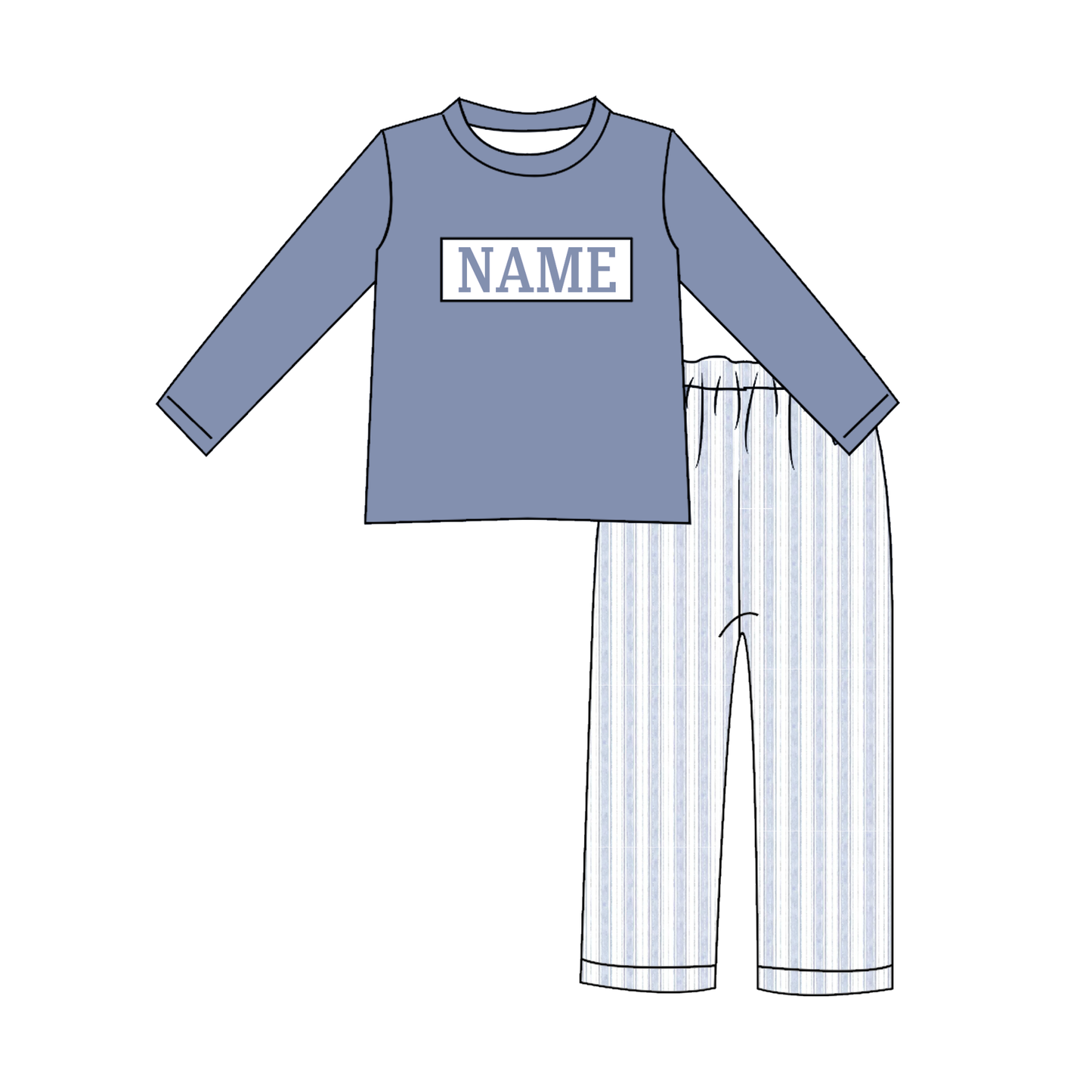 Kids Fall Custom Name Embroidery Blue Floral Sibling Clothes