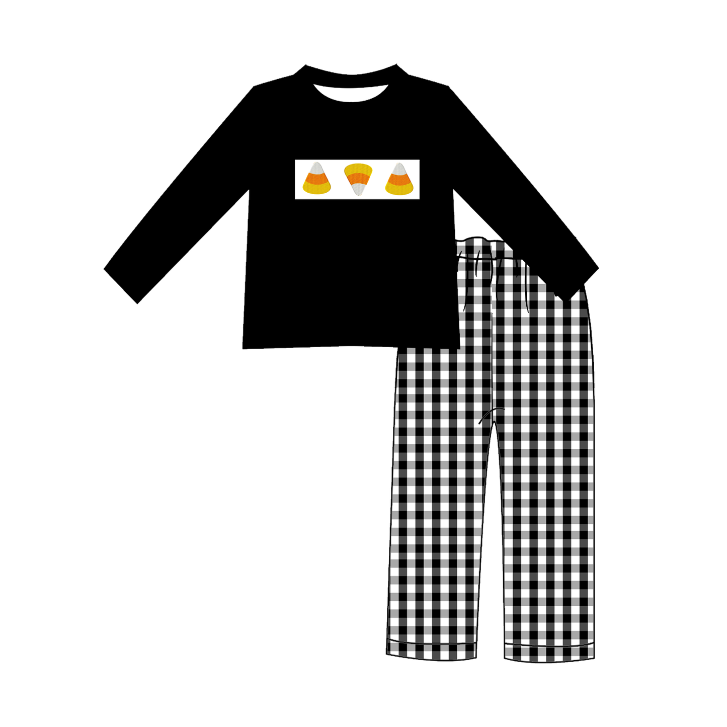 Halloween Candy Corn Sibling Outfit Set – Embroidered Smocked Collection