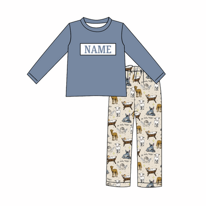 Kids Fall Farm CUSTOM NAME Embroidery Animal Sibling Clothes