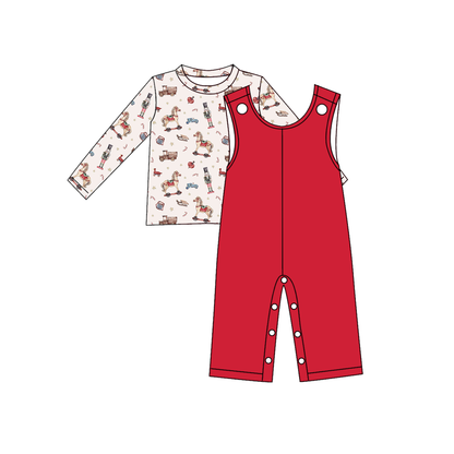 Christmas Nutcracker & Rocking Horse Print Sibling Set – Holiday Outfit Set