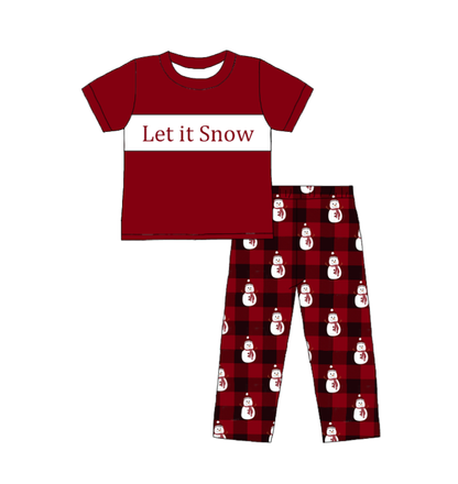 Kids Christmas Snowman "Let It Snow" Smocked Holiday Outfits