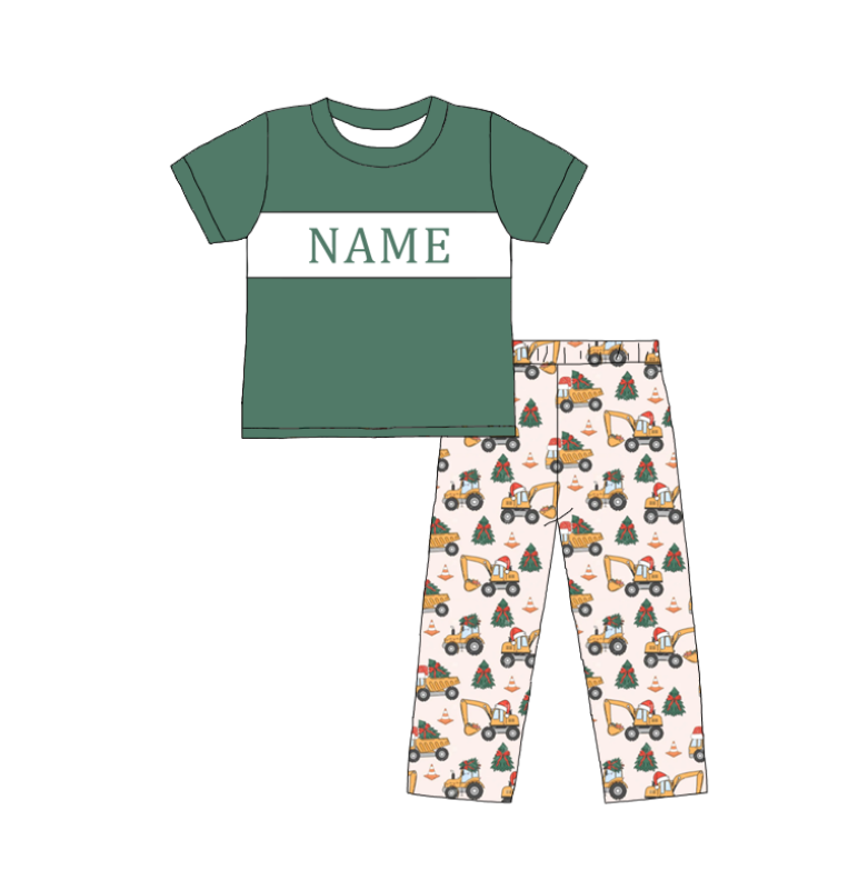 Kids Christmas Tree Smocked Collection Custom Name Holiday Outfits