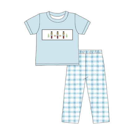 Kids Christmas Nutcracker Embroidered Smocked Outfits
