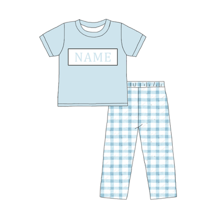 Kids Christmas Pink Blue Smocked Collection Custom Name Holiday Outfits